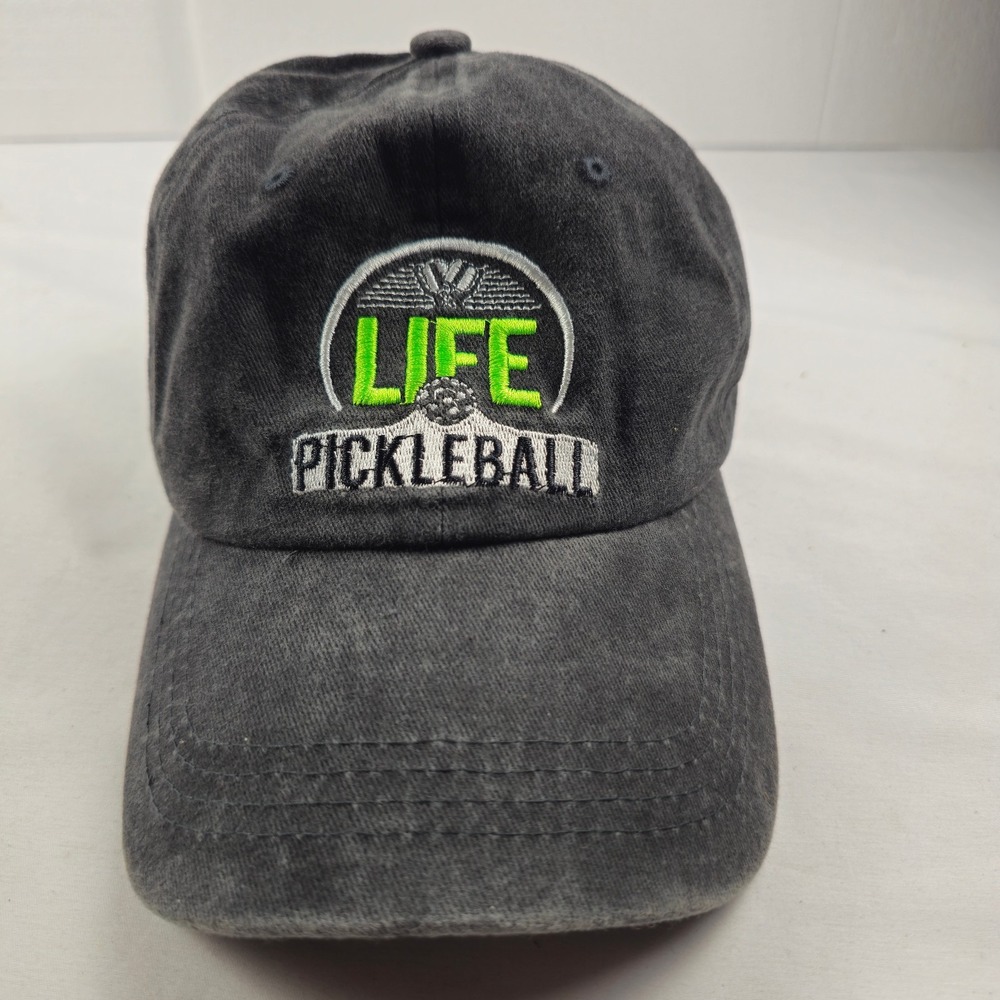 LIFE Pickleball Dad Hat Cap Black Cotton Adjustable Strapback Embroidered Logo